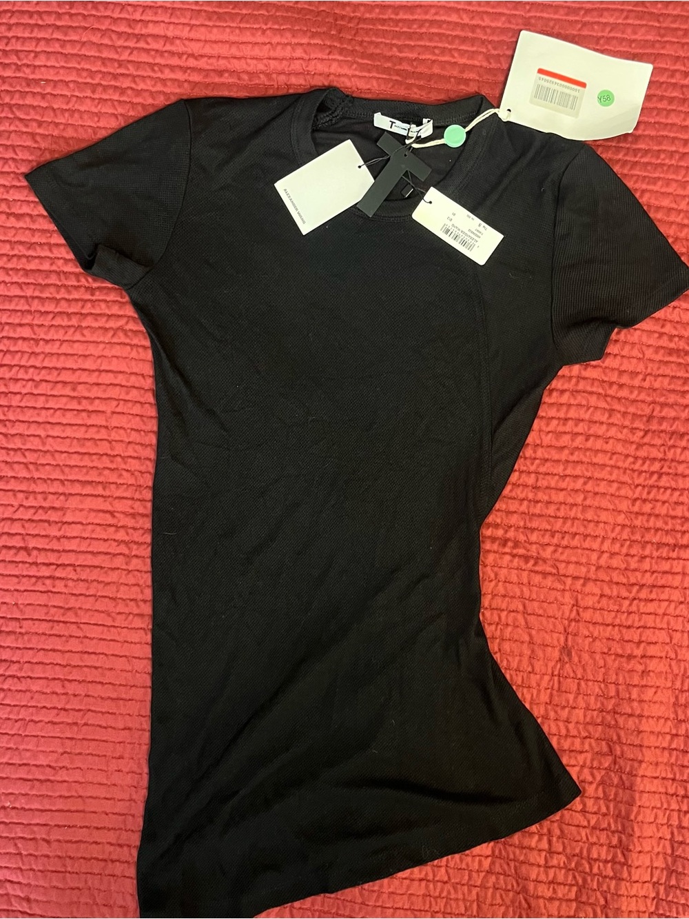 T by Alexander Wang Short Sleeve Mesh Asymmetric T-Shirt Size S *NWT*
